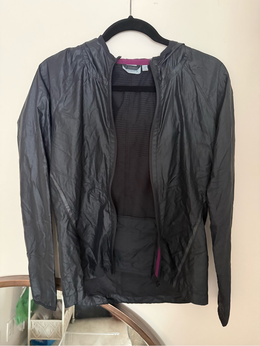 Athleta Stowe-away Run Jacket Black Hooded Utility Jacket - Picture 2 of 4